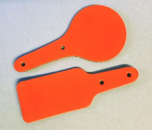 Leather Key Fob / Key Ring - Rectangle - Various Colours - Qty Options (Fluorescent Orange, 1)